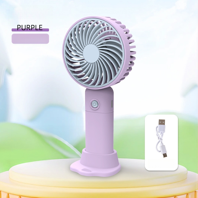 USB įkraunamas stalinis mini ventiliatorius su telefono laikikliu, 3 mentelės, 3 greičiai, triukšmas 36-45 dB