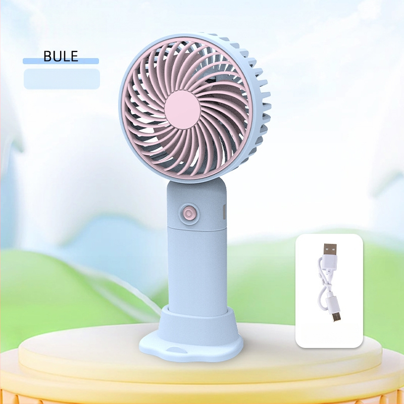 USB įkraunamas stalinis mini ventiliatorius su telefono laikikliu, 3 mentelės, 3 greičiai, triukšmas 36-45 dB