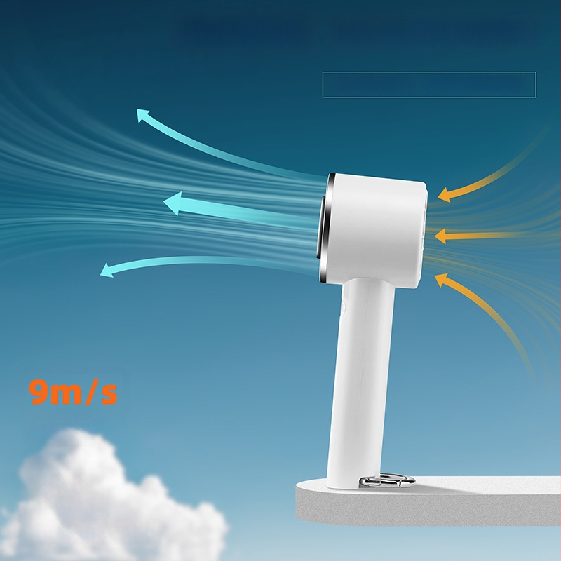 Käe USB ventilaator karabiiniklipsuga, 5 tiiba, harjadeta mootor, sisseehitatud 1200–2000mAh aku, 3 kiirust, müratase <36 dB, jääjahutuse karabiinifunktsioon, mudel SQT-1