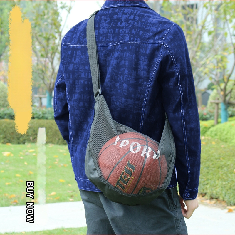 Tinklelinė krepšinio tašė su vieno peties crossbody dizainu, didelės talpos sportinė krepšys krepšiniui, futbolui ir tinkliniam — Modelis 103