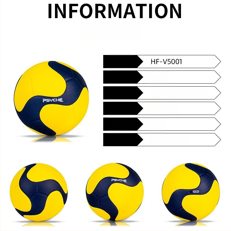PSYCHE Vidaus No.5 Kietas Tinklinio Kamuolys – PU medžiaga, klijuotos siūlės, modelis V5001 (Prekės ženklas: PSYCHE, Medžiaga: PU, Kamuolio tipas: Vidaus varžybų tinklinis, Specifikacijos: Nr.5, Modelis: V5001)