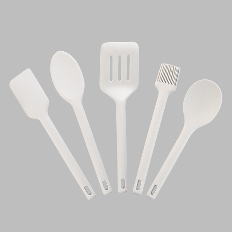 Silicone virtuvės įrankių rinkinys: šaukštas ir mentele iš silikono – neprilimpančios, aukštos temperatūros atsparumas, neslystančios, apsauga nuo nudegimų; rankenėlė su silikono korpusu ir nailoniniu centru