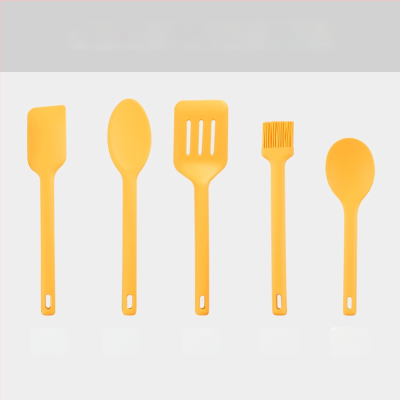 Silicone virtuvės įrankių rinkinys: šaukštas ir mentele iš silikono – neprilimpančios, aukštos temperatūros atsparumas, neslystančios, apsauga nuo nudegimų; rankenėlė su silikono korpusu ir nailoniniu centru