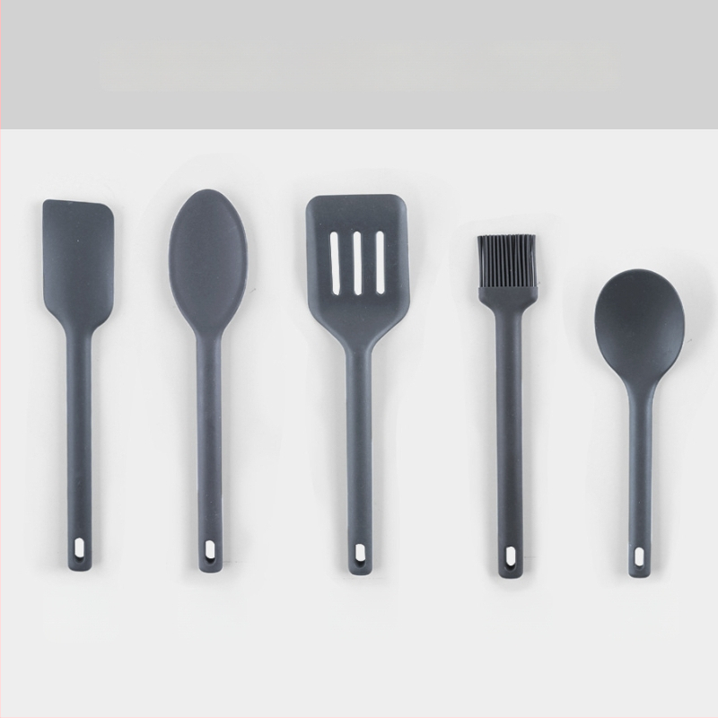 Silicone virtuvės įrankių rinkinys: šaukštas ir mentele iš silikono – neprilimpančios, aukštos temperatūros atsparumas, neslystančios, apsauga nuo nudegimų; rankenėlė su silikono korpusu ir nailoniniu centru