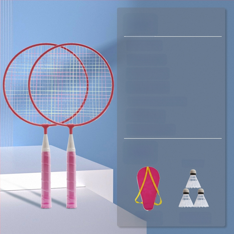 Lastele mõeldud sulgpallitrakettide komplekt – kahekordsed raketid, raami materjal raua sulam, kaal 95–100 g, külgsuunaline löök, sobib lauamängudeks ja sulgpalliks