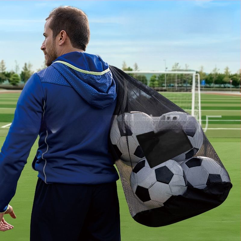 Nešiojama kamuolių tinklinė krepšys su pečių diržu futbolui, krepšiniui ir tinkliniams žaidimams; Oxford audinys; tinkamas sportui ir lauke