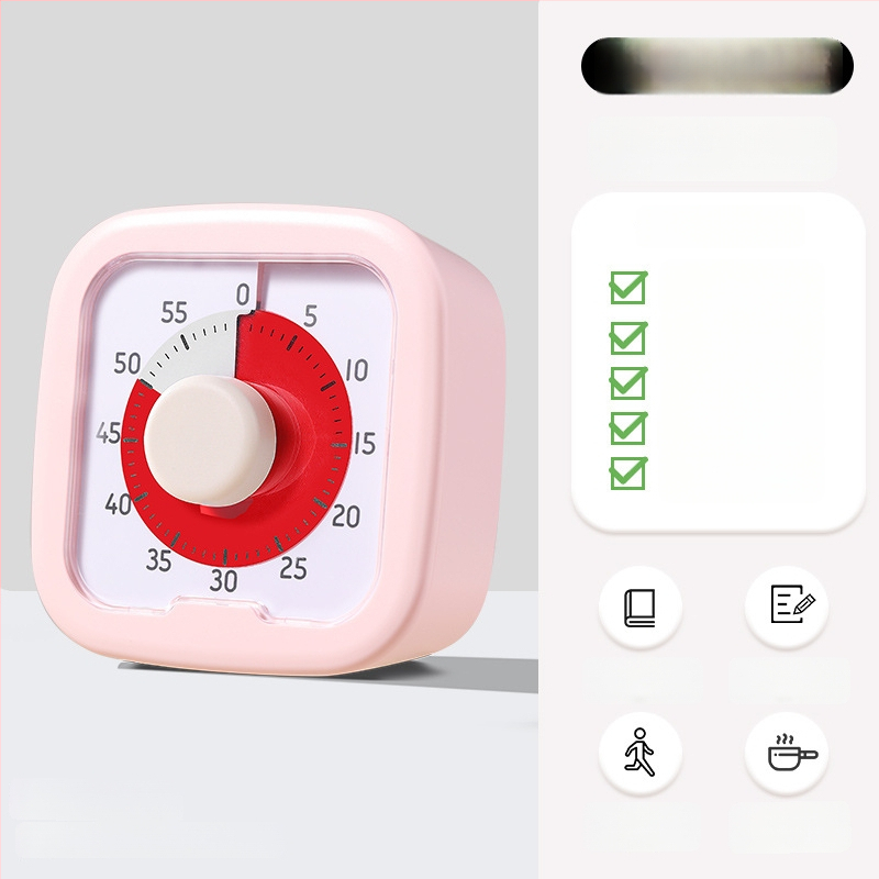 Cronometru vizual pentru elevi, afișaj analogic și cronograf, carcasă pătrată din plastic, mișcare mecanică automată