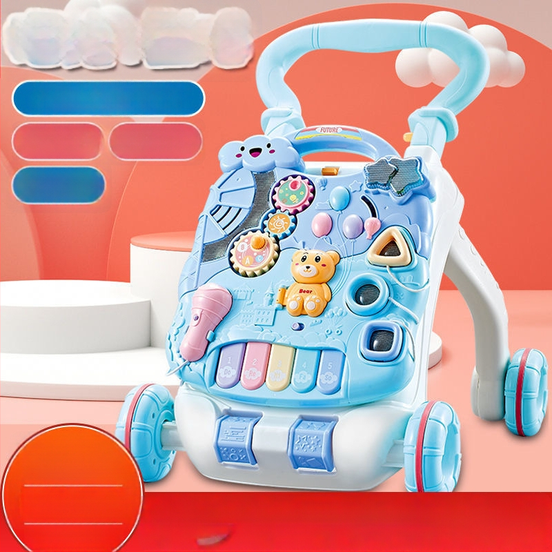 Bērnu staigātājs ar muzikālu spēļu galdu, transformējams spēļu galds, plastmasas konstrukcija, piemērots vecumam 0–3 gadi