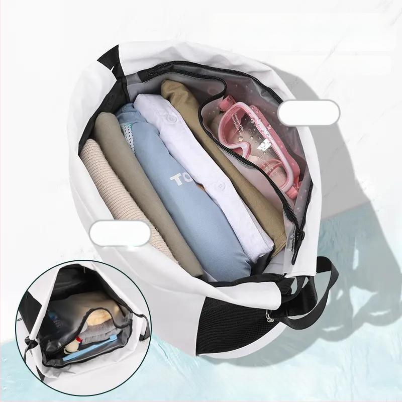 Unisex plūšanas soma ar sausā–slapja atdalījumu, 20–35L, poliesters, Oxford odere, vienkrāsains raksts, ikdienas ceļojumiem