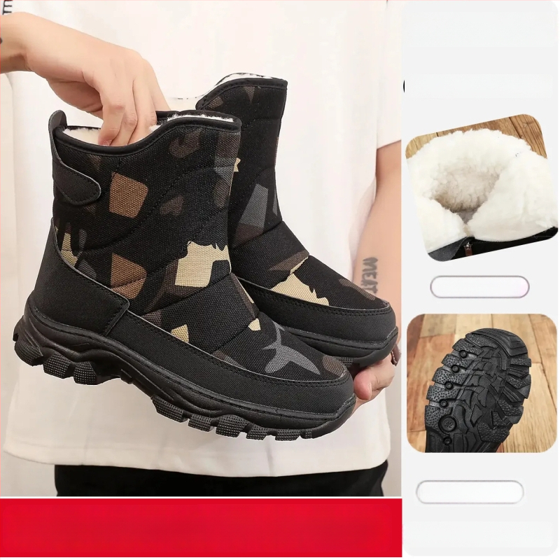 Vyriniai žieminiai sniegobatai – vidutinio aukščio, šilta įdaila, drobės viršus, gumos padas, šoninis užtrauktukas