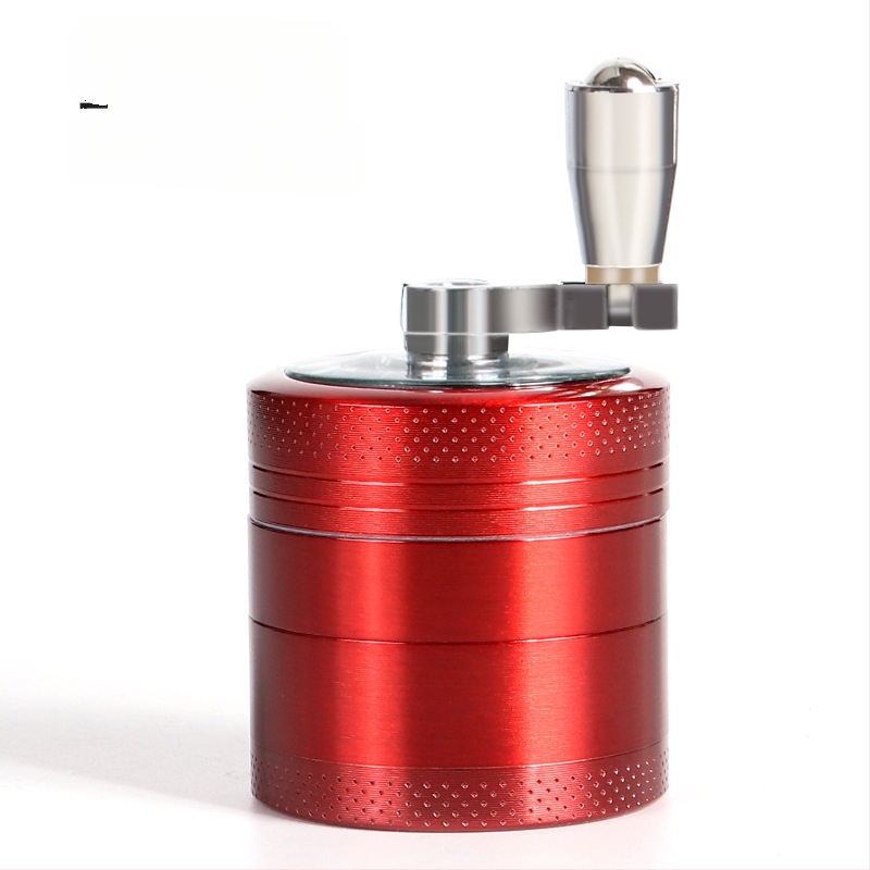 Rokas dzirnava tabakai no cinka sakausējuma, četrslāņu dizains ar rokturi