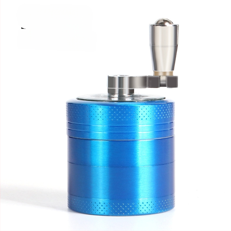 Rokas dzirnava tabakai no cinka sakausējuma, četrslāņu dizains ar rokturi