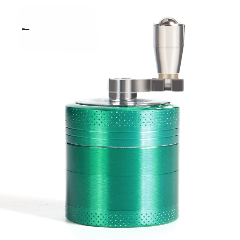 Rokas dzirnava tabakai no cinka sakausējuma, četrslāņu dizains ar rokturi