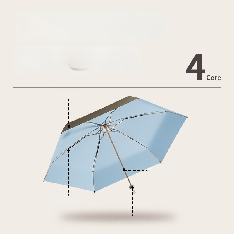 Bodini skėtis saulėms ir lietui, UV apsauga UPF >50, kompaktiškas penkių dalių sulankstomas su 6 lankais, rankinis atidarymas/uždarymas, logotipo pritaikymas