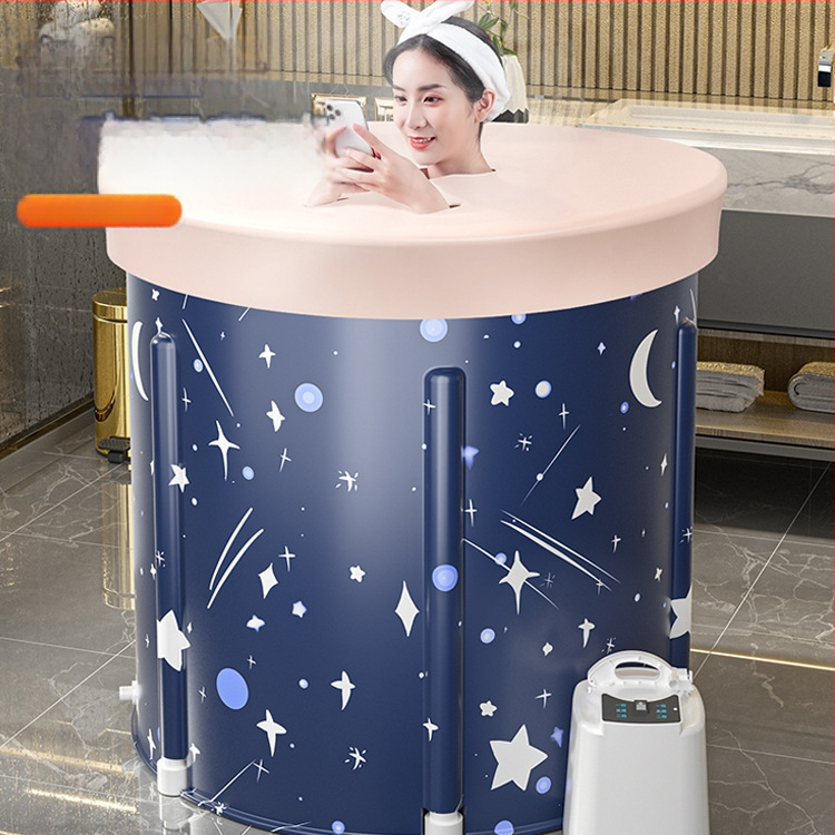 Sulankstoma šildoma vonios kibiras suaugusiems — nailono audinys, viso kūno voniai