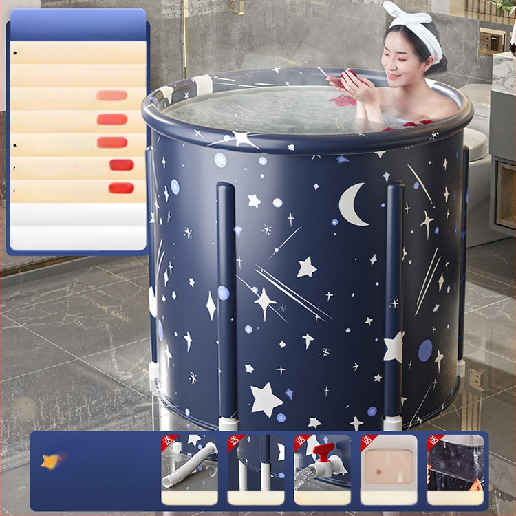 Sulankstoma šildoma vonios kibiras suaugusiems — nailono audinys, viso kūno voniai