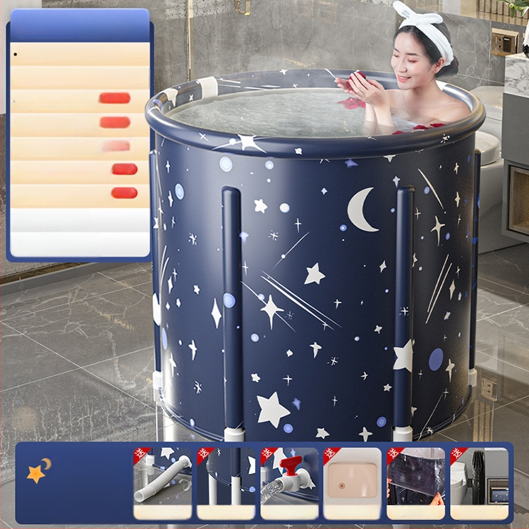 Sulankstoma šildoma vonios kibiras suaugusiems — nailono audinys, viso kūno voniai