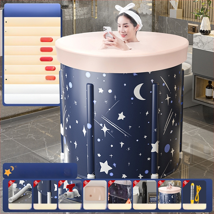 Sulankstoma šildoma vonios kibiras suaugusiems — nailono audinys, viso kūno voniai