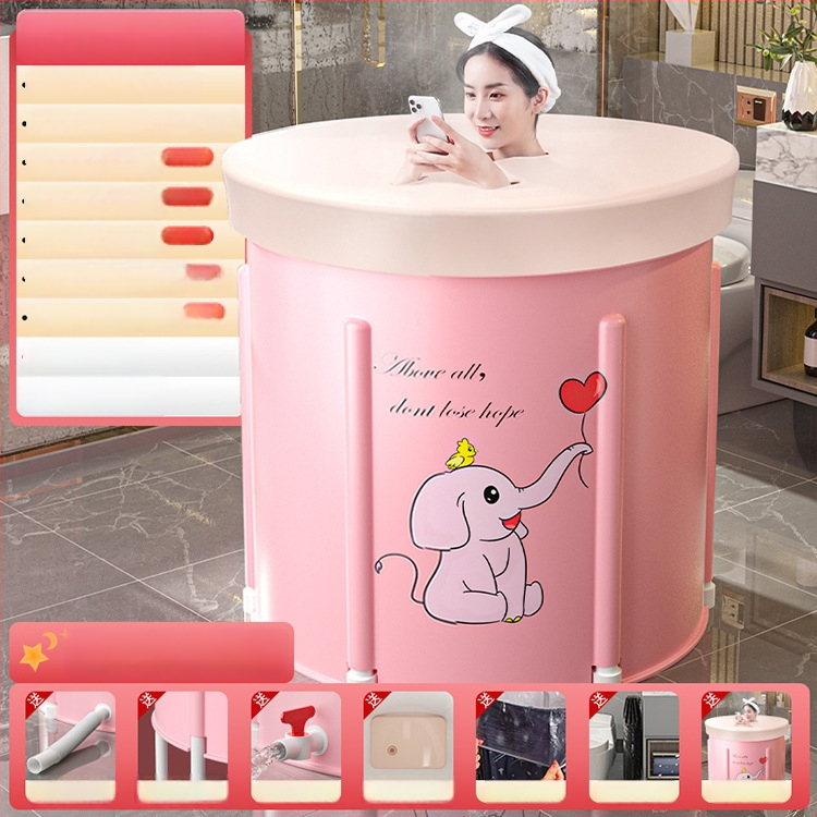 Sulankstoma šildoma vonios kibiras suaugusiems — nailono audinys, viso kūno voniai