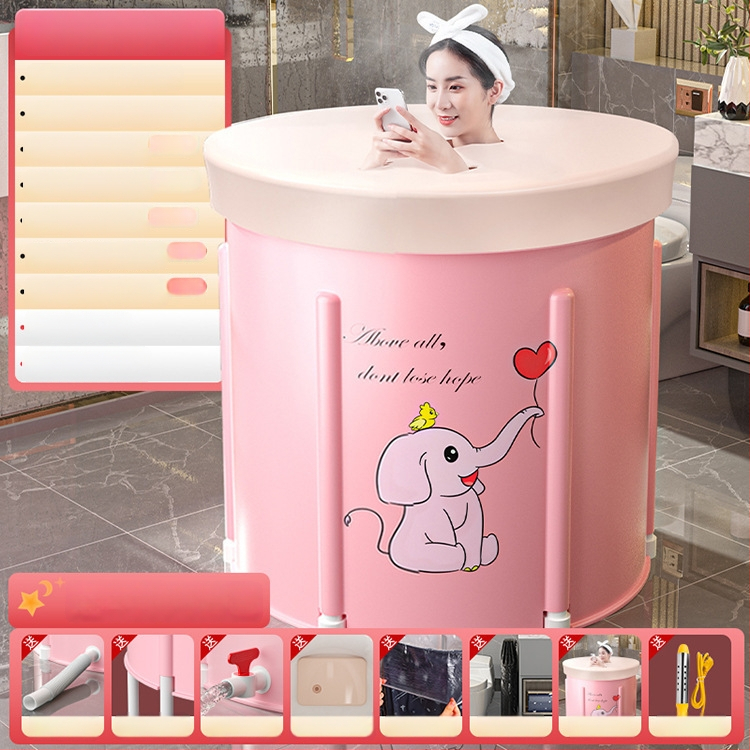 Sulankstoma šildoma vonios kibiras suaugusiems — nailono audinys, viso kūno voniai