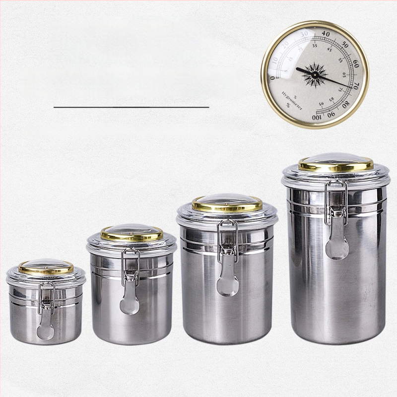 Muxiang Nerūsējošā tērauda tabakas mitrināšanas trauks ar higromētru, hermētiski noslēgts