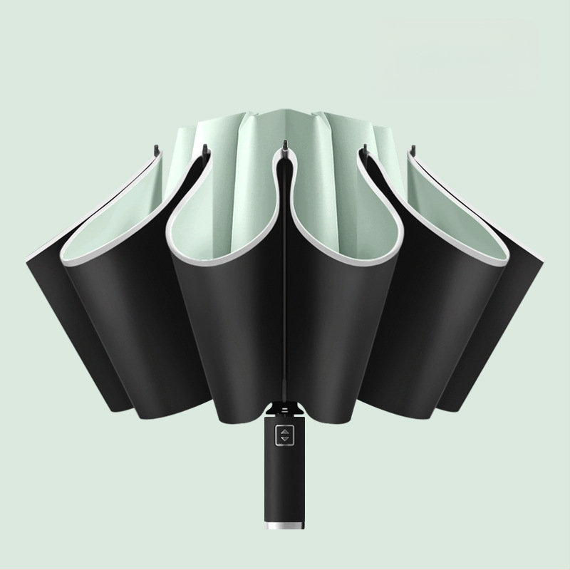 Atgriežamais lietussargs ar 10 ribām, automātiska atvēršana, atstarojošs malējums un gaismas josla, logotipa drukāšana un pielāgošana