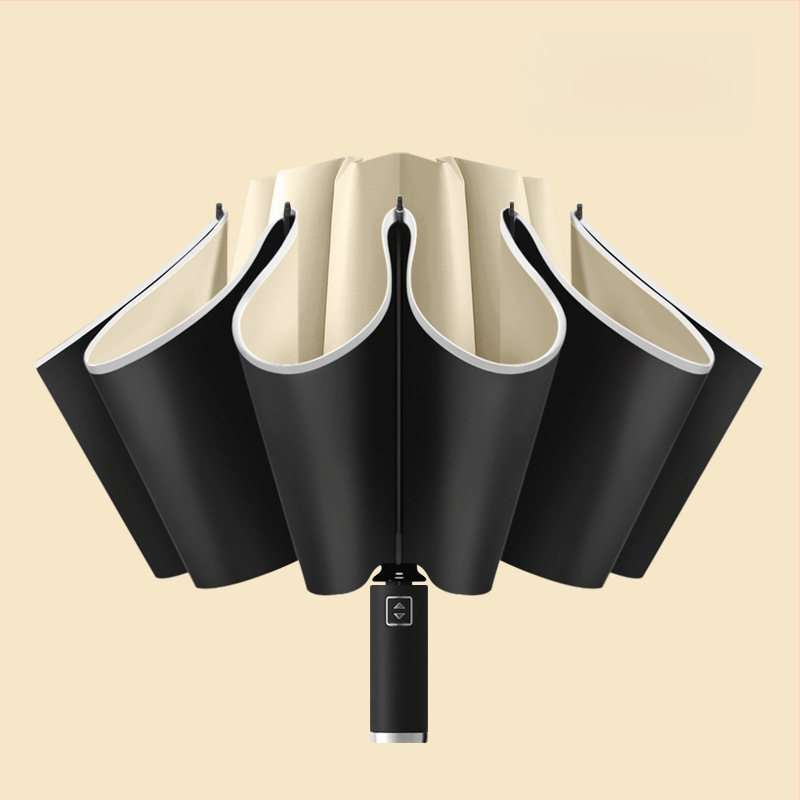 Atgriežamais lietussargs ar 10 ribām, automātiska atvēršana, atstarojošs malējums un gaismas josla, logotipa drukāšana un pielāgošana