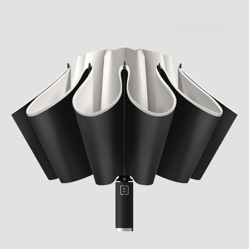 Atgriežamais lietussargs ar 10 ribām, automātiska atvēršana, atstarojošs malējums un gaismas josla, logotipa drukāšana un pielāgošana