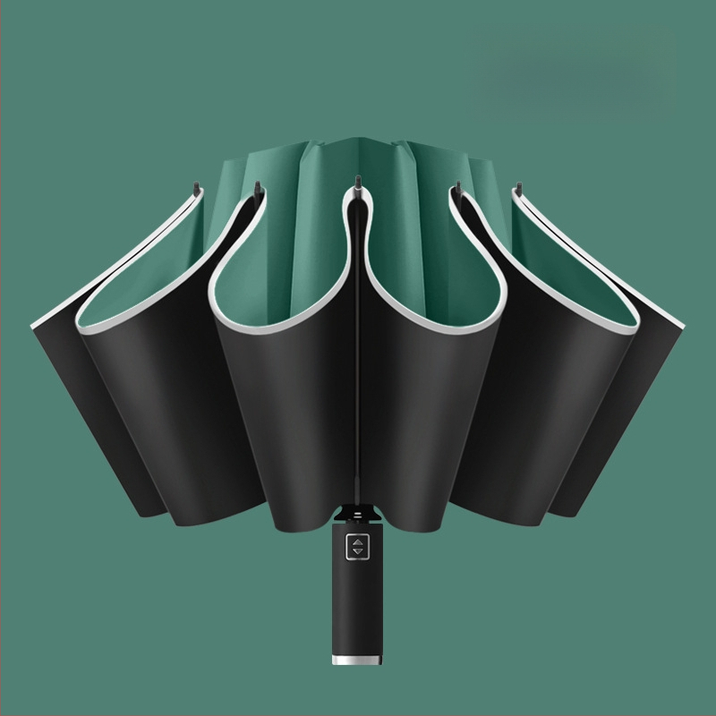 Atgriežamais lietussargs ar 10 ribām, automātiska atvēršana, atstarojošs malējums un gaismas josla, logotipa drukāšana un pielāgošana