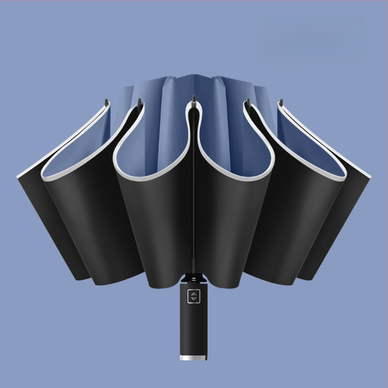 Atgriežamais lietussargs ar 10 ribām, automātiska atvēršana, atstarojošs malējums un gaismas josla, logotipa drukāšana un pielāgošana