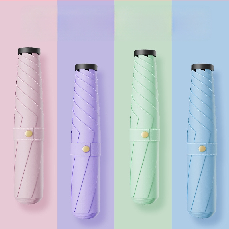 Salokāms lietussargs ar UV aizsardzību, UPF virs 50, 6 ribas no sakausējuma rāmja, triecienizturīgs audums, manuāla atvēršana un aizvēršana