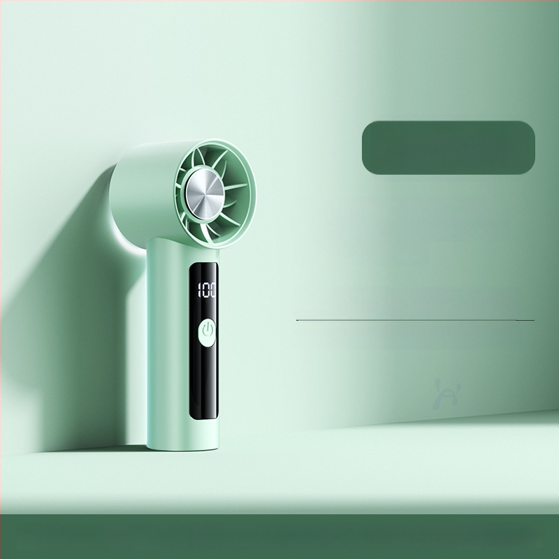 Rankinis mini ventiliatorius, 6 greičiai oro srautų, įdiegta 1200–2000 mAh baterija, įkraunamas, 3 mentelės, tylus veikimas (<36 dB), 5V maitinimas