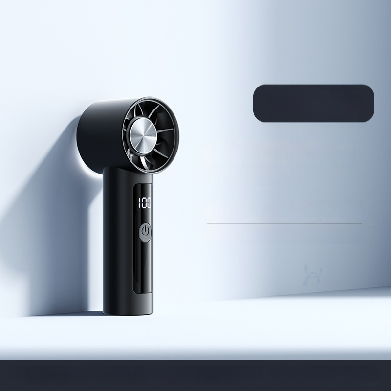 Rankinis mini ventiliatorius, 6 greičiai oro srautų, įdiegta 1200–2000 mAh baterija, įkraunamas, 3 mentelės, tylus veikimas (<36 dB), 5V maitinimas