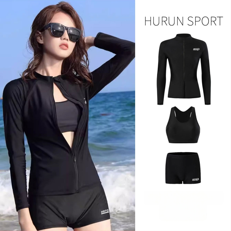 Dámsky dvojdielny potápačský plavky s plnou UV ochranou tela, rýchloschnúci polyester, dlhé rukávy a nohavice, výplň na hrudník