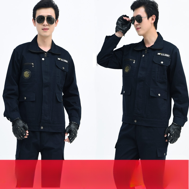 Unisex darbo drabužių komplektas iš medvilnės twillo – dilimui atsparus, vienos spalvos modelis, žiema-pavasaris, dviračių sportui