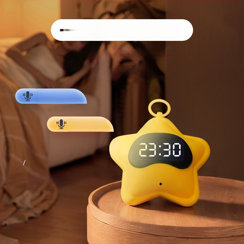 Sanlv häälega juhitav äratuskell LED-digitaalne ekraan, öise valgus, nutikas stseenirežiim