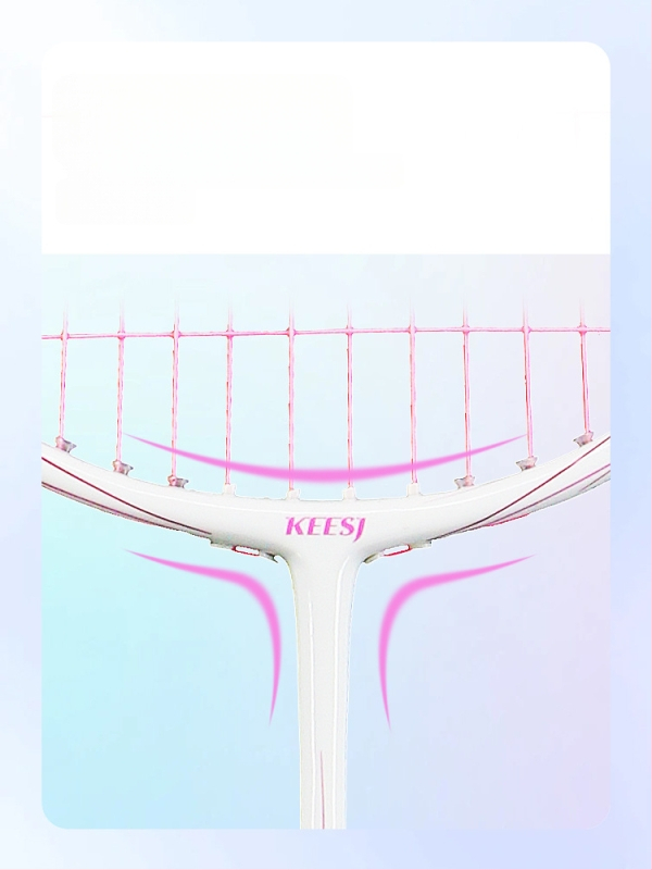 Badmintono raketė – anglies pluošto rėmas, svoris 85–89 g, tiesus smūgis, tinkama pradedantiesiems