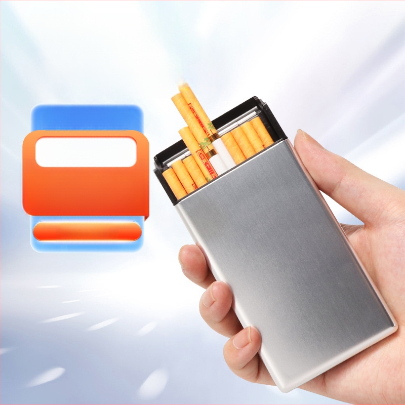 Metāla cigarešu kārba, ļoti plāna, slīdējošs vāciņš, 20 gab., mūsdienīgs minimālisma stils
