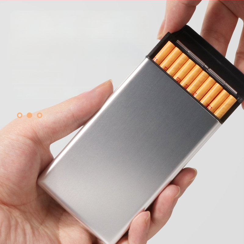 Metāla cigarešu kārba, ļoti plāna, slīdējošs vāciņš, 20 gab., mūsdienīgs minimālisma stils