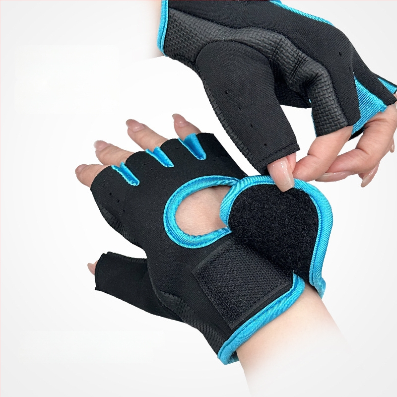 Unisex fitneso pirštinės, kvėpuojanti gumos medžiaga, universalus pritaikymas, delno apsauga, pusės pirštų dizainas treniruotėms ir dviračių važiavimui