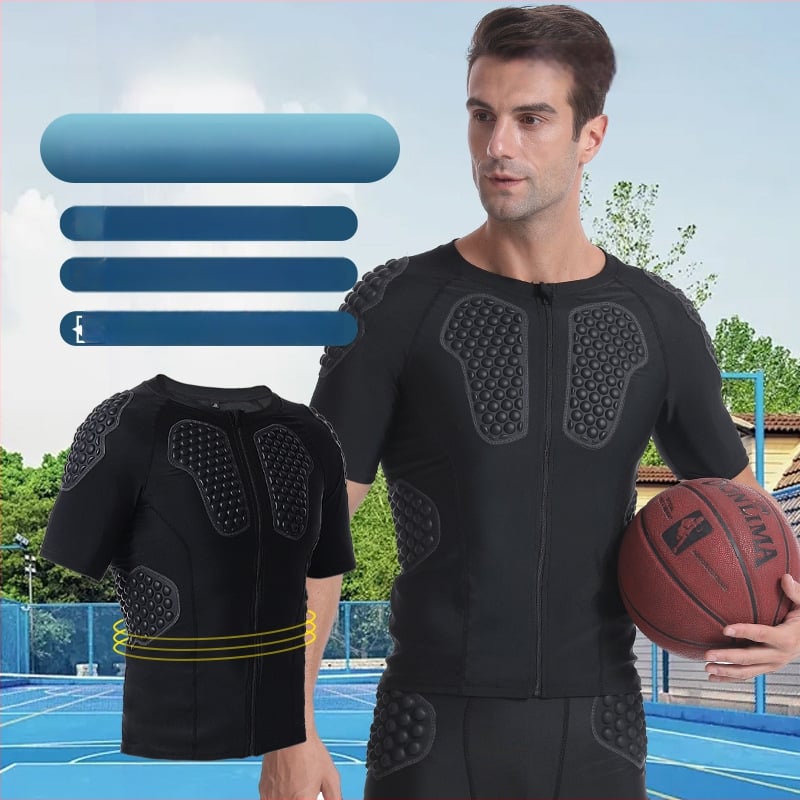 Kombinuotos sportinės apsaugos viršus — peties, krūtinės ir juosmens apsauga; medžiaga spandeksas; prekės ženklas Morning Walk; tinkamas regbiui