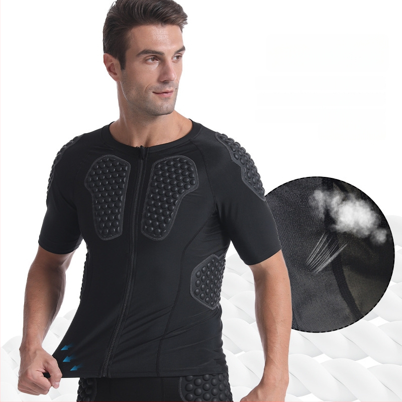 Kombinuotos sportinės apsaugos viršus — peties, krūtinės ir juosmens apsauga; medžiaga spandeksas; prekės ženklas Morning Walk; tinkamas regbiui