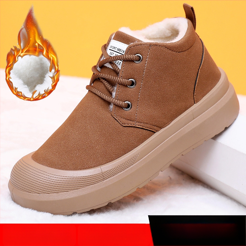 Vyriniai žieminiai sniego batai, anti-slip padas, šilta, viršus audinys, vidinė vilna, raišteliai