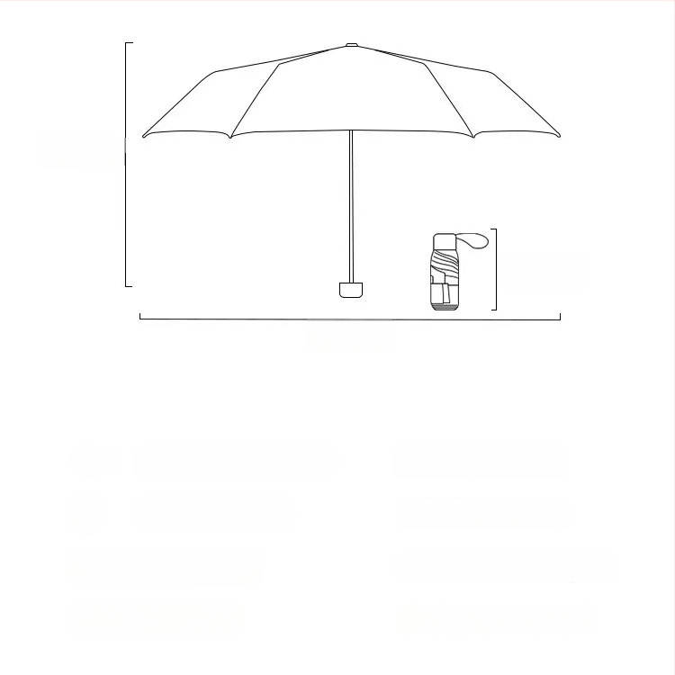 Penkių skirsnių saulės skėtis su rankiniu atidarymu, 6 rėmų, UPF > 50, 210T audinys