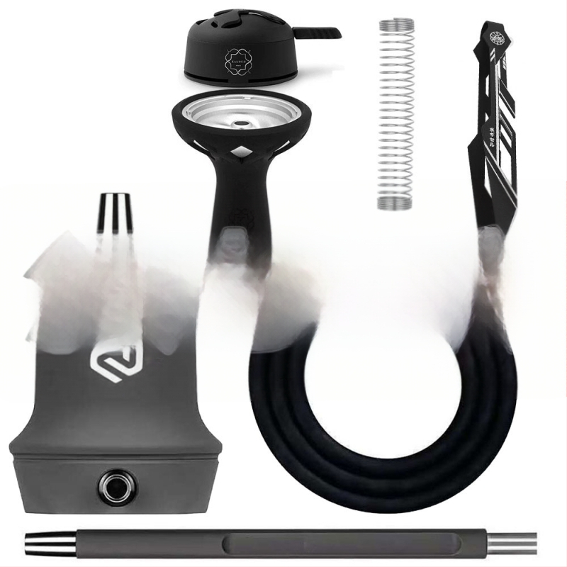 Nerūsējošā tērauda ūdenspīpe - pārnēsājams dāvanu komplekts narghilei, pilns komplekts, pielāgojams