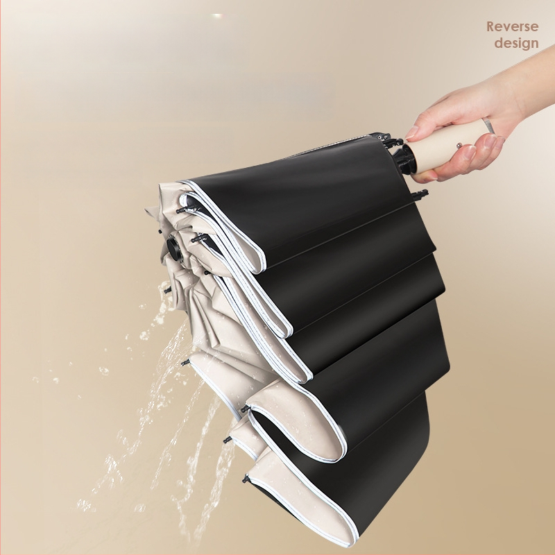 Automātisks trīsdaļīgs lietussargs ar 8 ribām, plastmasas kupols, alumīnija rokturis