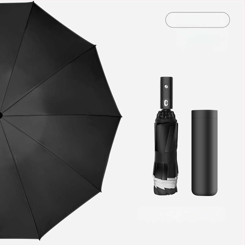 Automātisks trīsdaļīgs lietussargs ar 8 ribām, plastmasas kupols, alumīnija rokturis