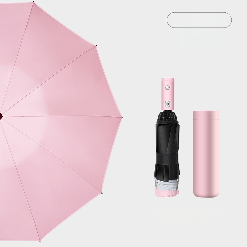 Automātisks trīsdaļīgs lietussargs ar 8 ribām, plastmasas kupols, alumīnija rokturis