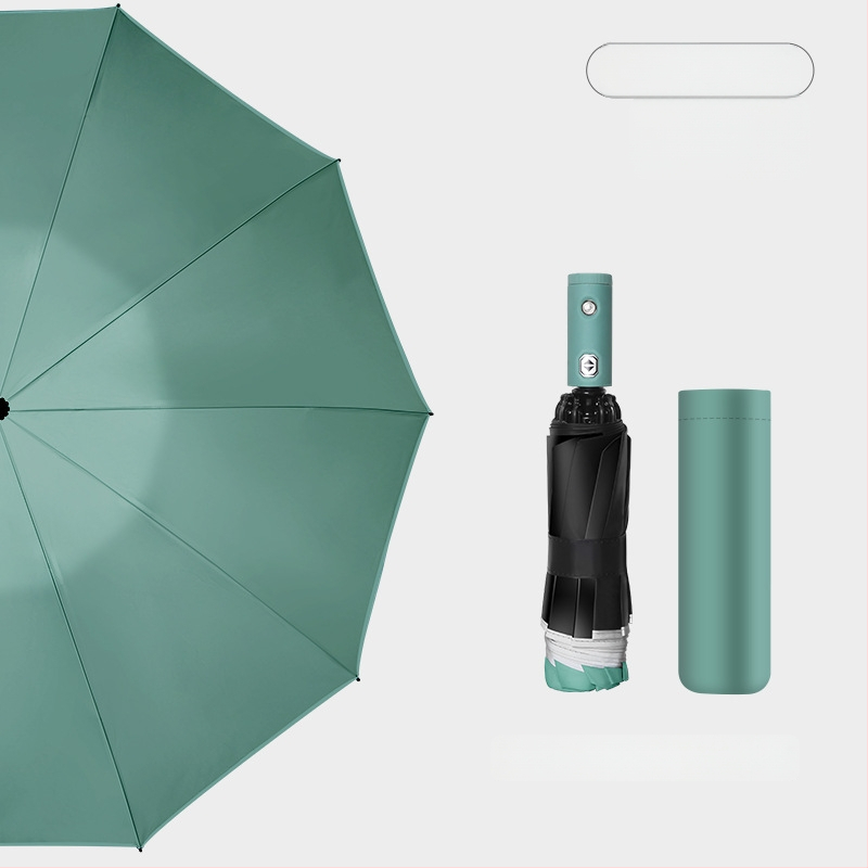 Automātisks trīsdaļīgs lietussargs ar 8 ribām, plastmasas kupols, alumīnija rokturis