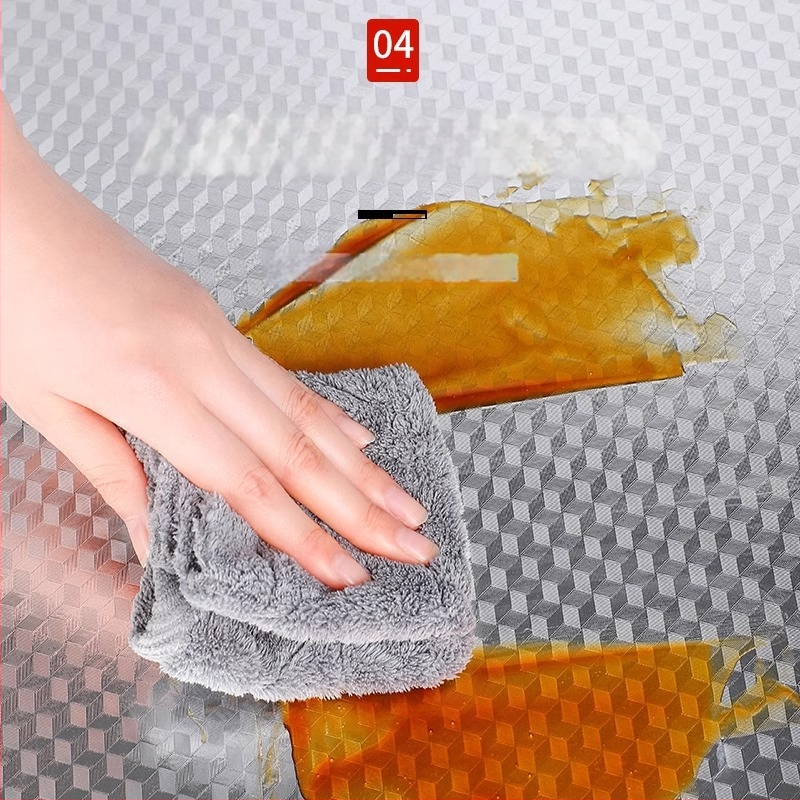 Savarankiškai klijuojamas virtuvės sienos lipdukas – iš aliuminio folijos, alyvos atsparus, ugniai atsparus ir aukštai temperatūrai atsparus, vandeniui atsparus, 1 lapas